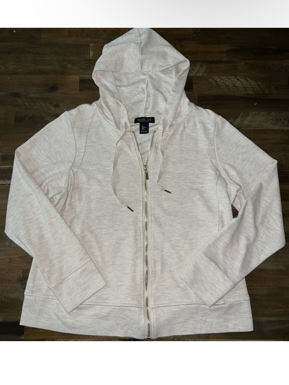 Rachel Zoe womens cream / tan zip up hoodie light jacket